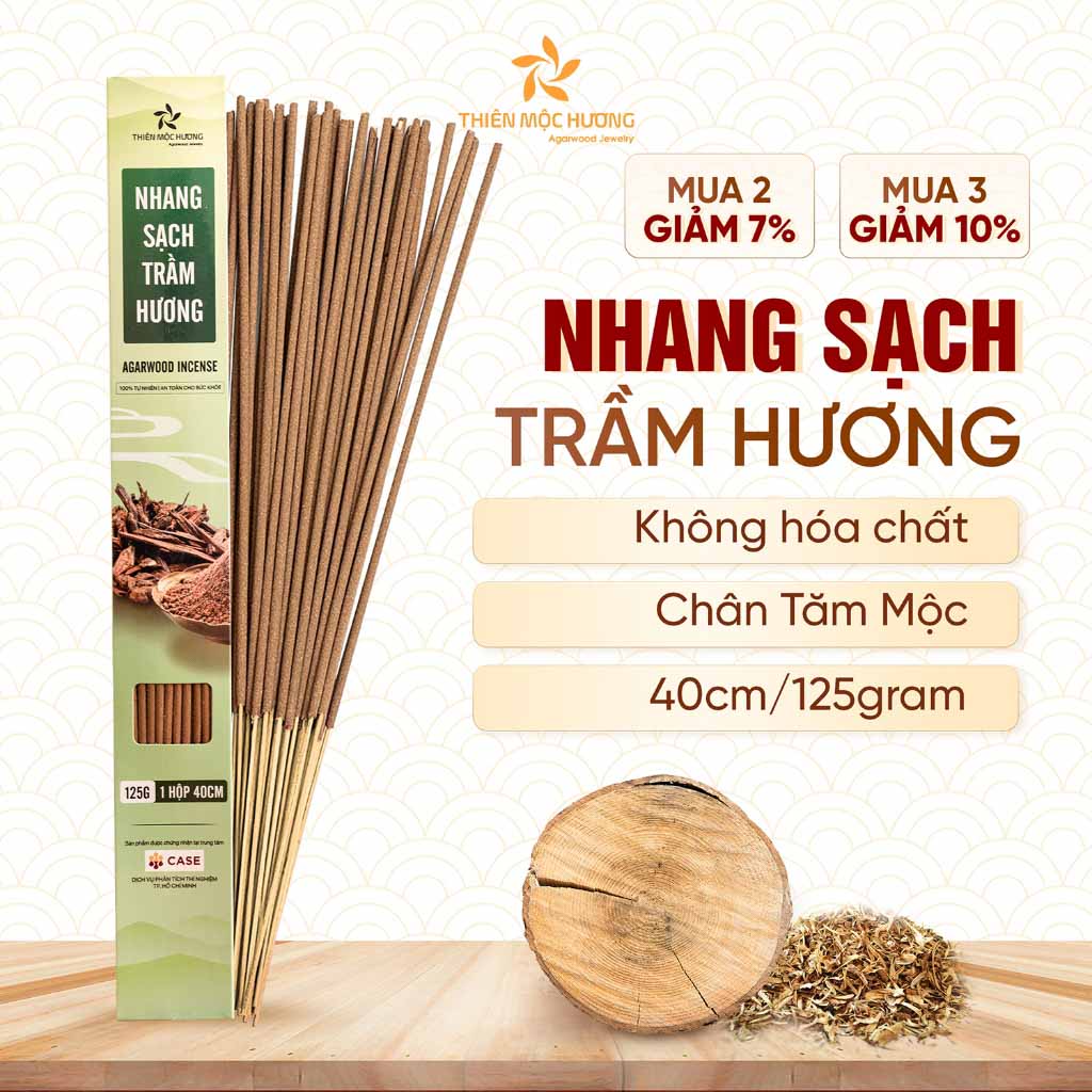 Nhang Sạch Trầm Hương Thiên Mộc Hương Loại 8 Năm - 40cm 20 Nhang Sạch Trầm Hương Thiên Mộc Hương Loại 8 Năm - 40cm