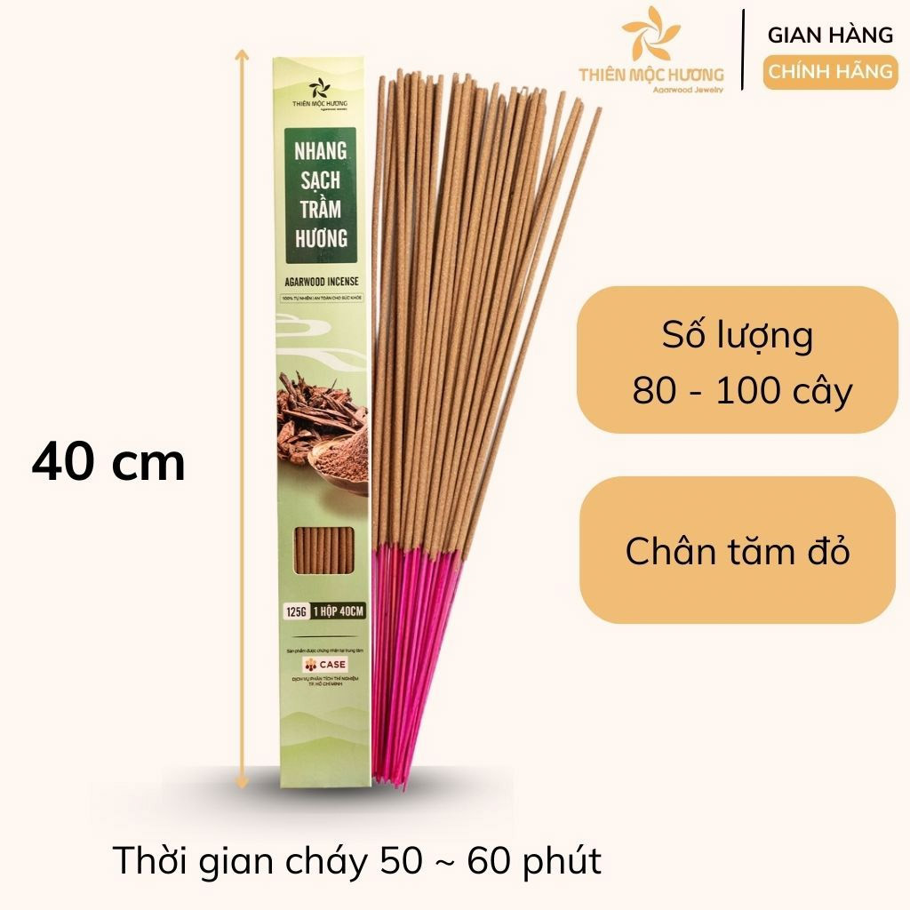 Nhang Sạch Trầm Hương Thiên Mộc Hương Loại 8 Năm - 40cm 3 Nhang Sạch Trầm Hương Thiên Mộc Hương Loại 8 Năm - 40cm - Tăm đỏ