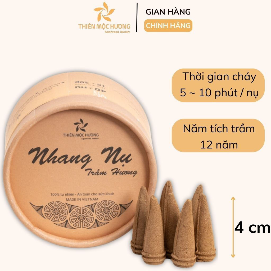 Combo Nhang Nụ Trầm Hương 12 Năm và Lư Đồng 4 Combo Nhang Nụ Trầm Hương 12 Năm và Lư Đồng - Thời gian cháy từ 5-10 phút/nụ