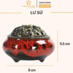 Lư Đốt Trầm Bằng Sứ Nắp Đồng Hoa Văn Cao Cấp - Lư Đỏ
